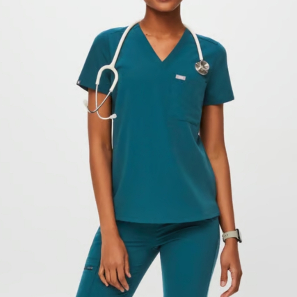 Figs Catarina Scrub Top Carribean Blue XXS
